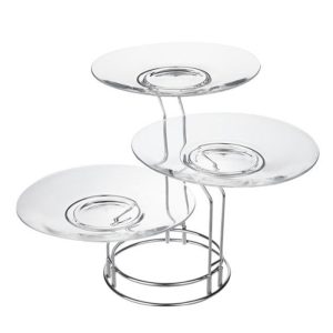 دیس پایه دار میوه و شیرینی سه طبقه