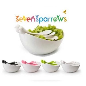 سالاد خوری و چنگال طرح پرنده