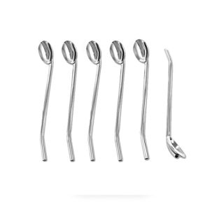 نی شربت استیل قاشق دار 6 عددی