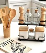 استند ادویه فلزی کف چوبی