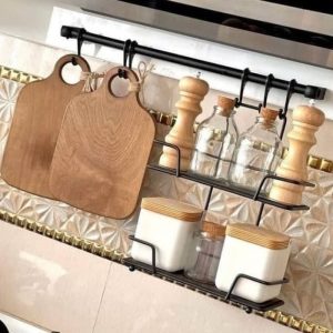 استند ادویه فلزی کف چوبی