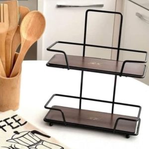 استند ادویه فلزی کف چوبی